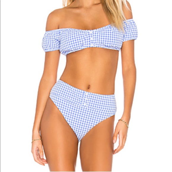 Nanette Lepore Gingham Off the Shoulder Bikini Set - Picture 1 of 1